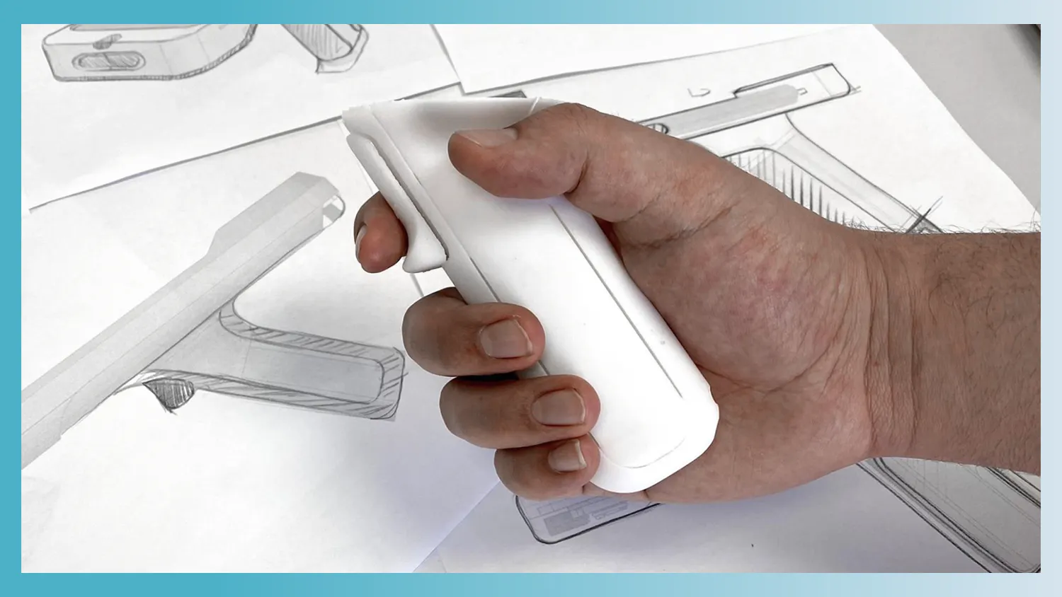 Evaluating handle ergonomics for a warehouse scanner using 3D-printed prototypes.