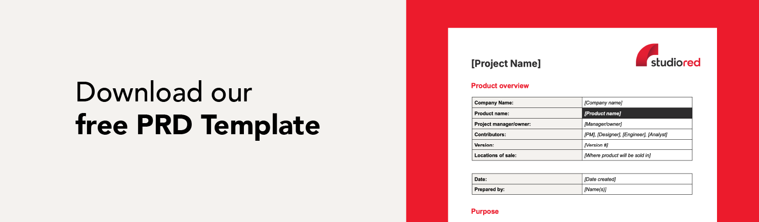 Download button for a product requirements document template with a preview image.