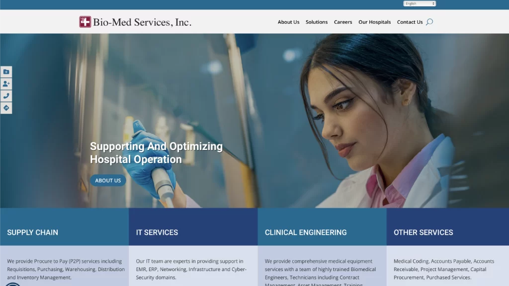 Screenshot of Bio-Med Services homepage