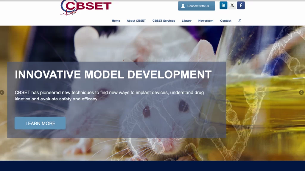 Screenshot of CBSET homepage